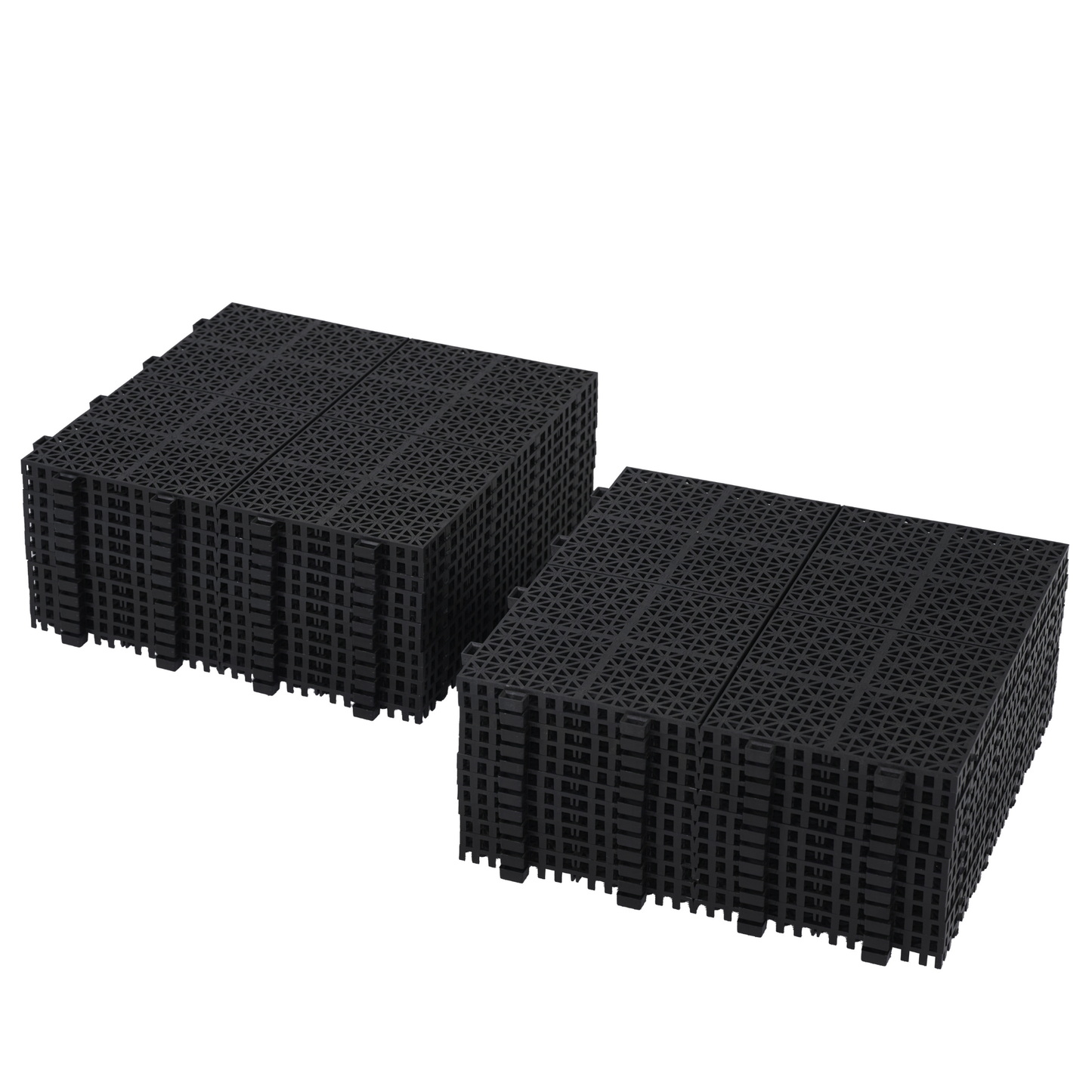 12 x 12 Inch Black Interlocking Deck Tiles Plastic Waterproof Outdoor All Weather Anti-slip Bathroom Shower Balcony Porch Strong Weight Capacity Upto 6613 LBS, Rosette Pattern Pack of 12