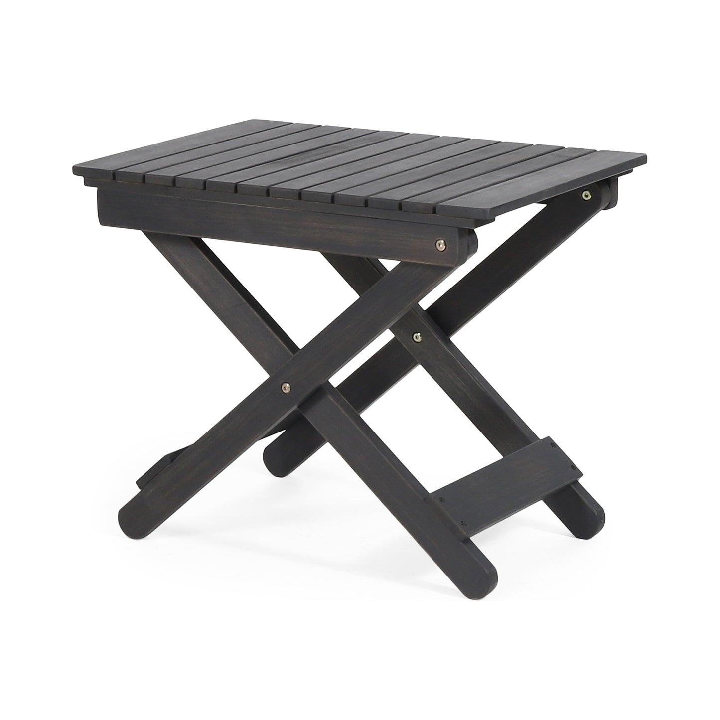 Outdoor Folding Wooden Side Table, Dark Gray, 15"D x 22.75"W x 18.25"H