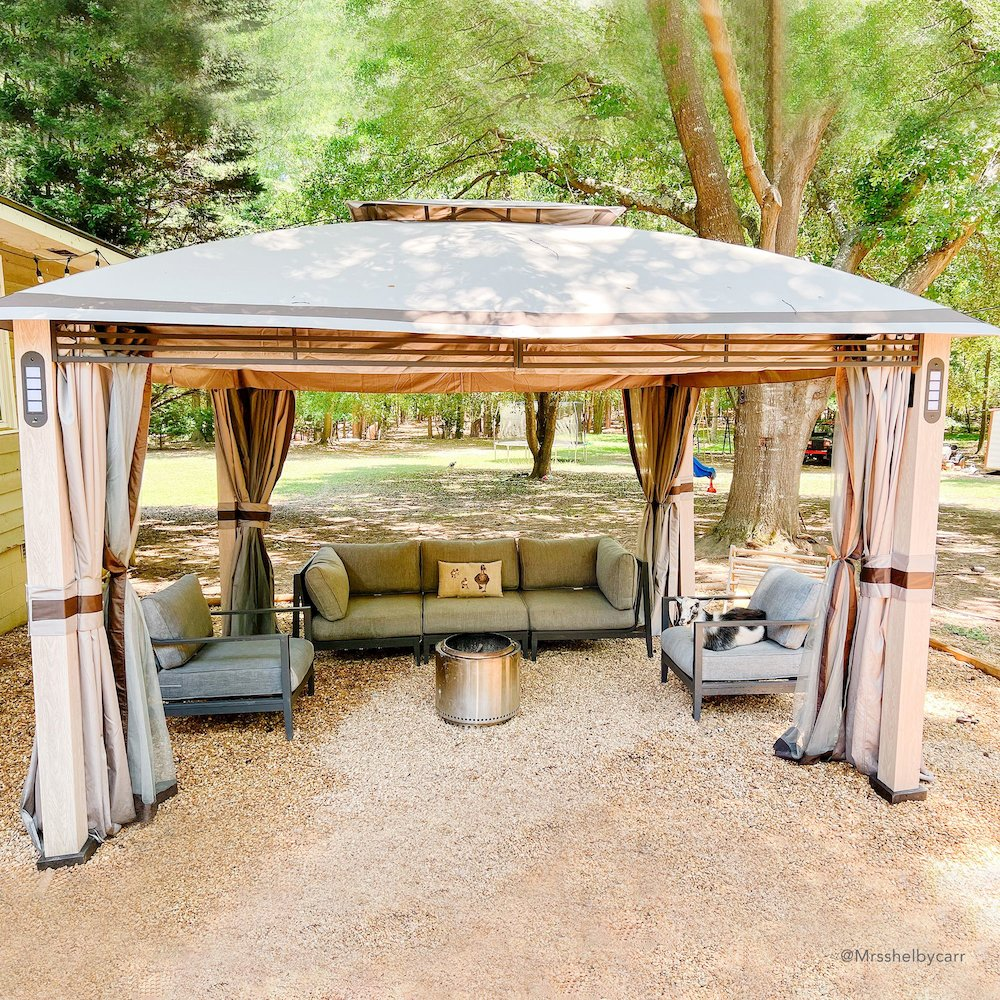 Monterey Park 2-tier Patio Gazebo with LED Lighting and Bluetooth Sound