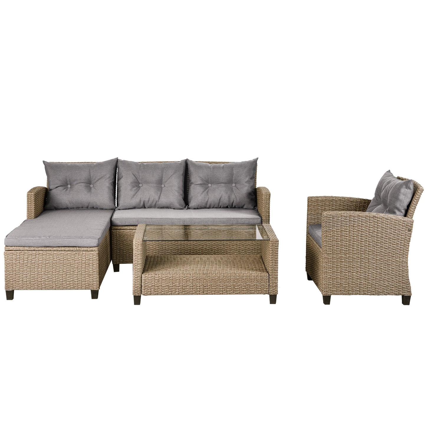 Outdoor, Patio Furniture Sets, 4 Piece Conversation Set Wicker Ratten