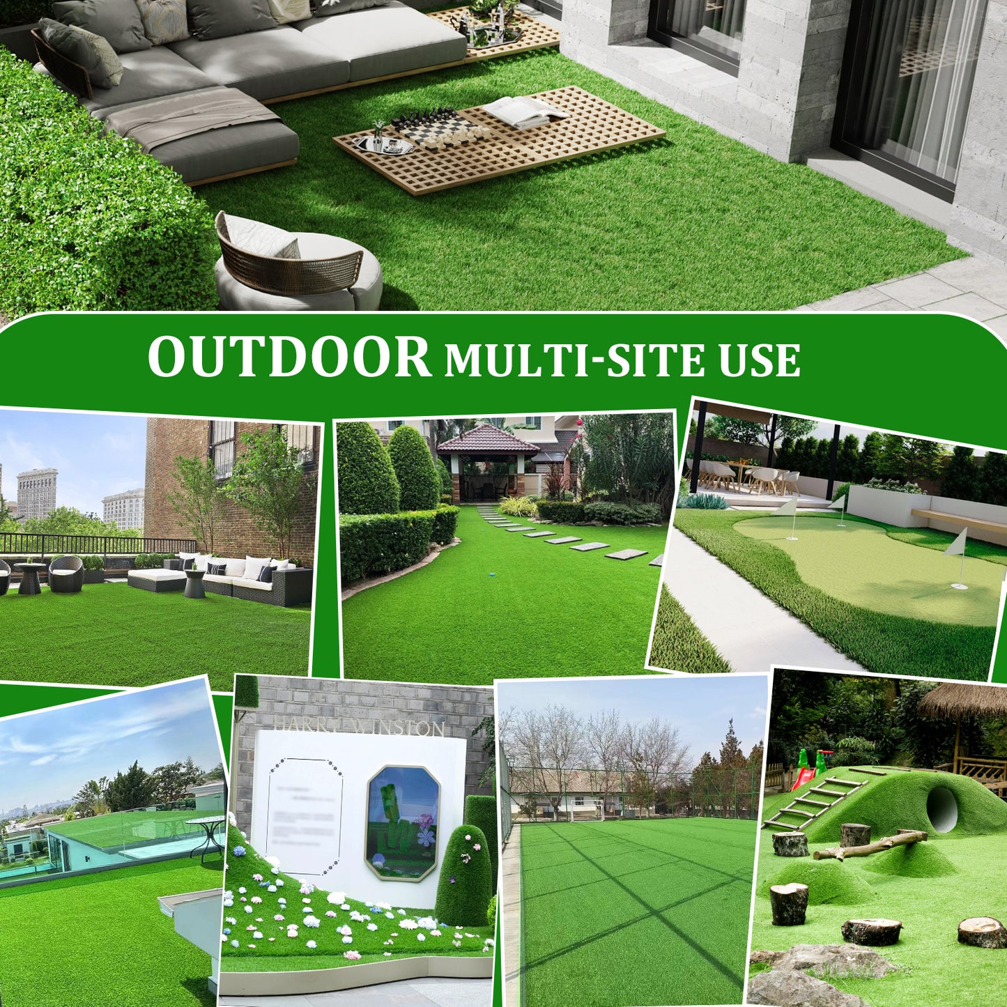 3FTX5FT Outdoor Artificial Grass Runner Rug, Thick Realistic Fake Grass Roll Decor Patio Balcony Garden Lawn, Dog Pets Turf Drain Mat, 1.38" Pile Height