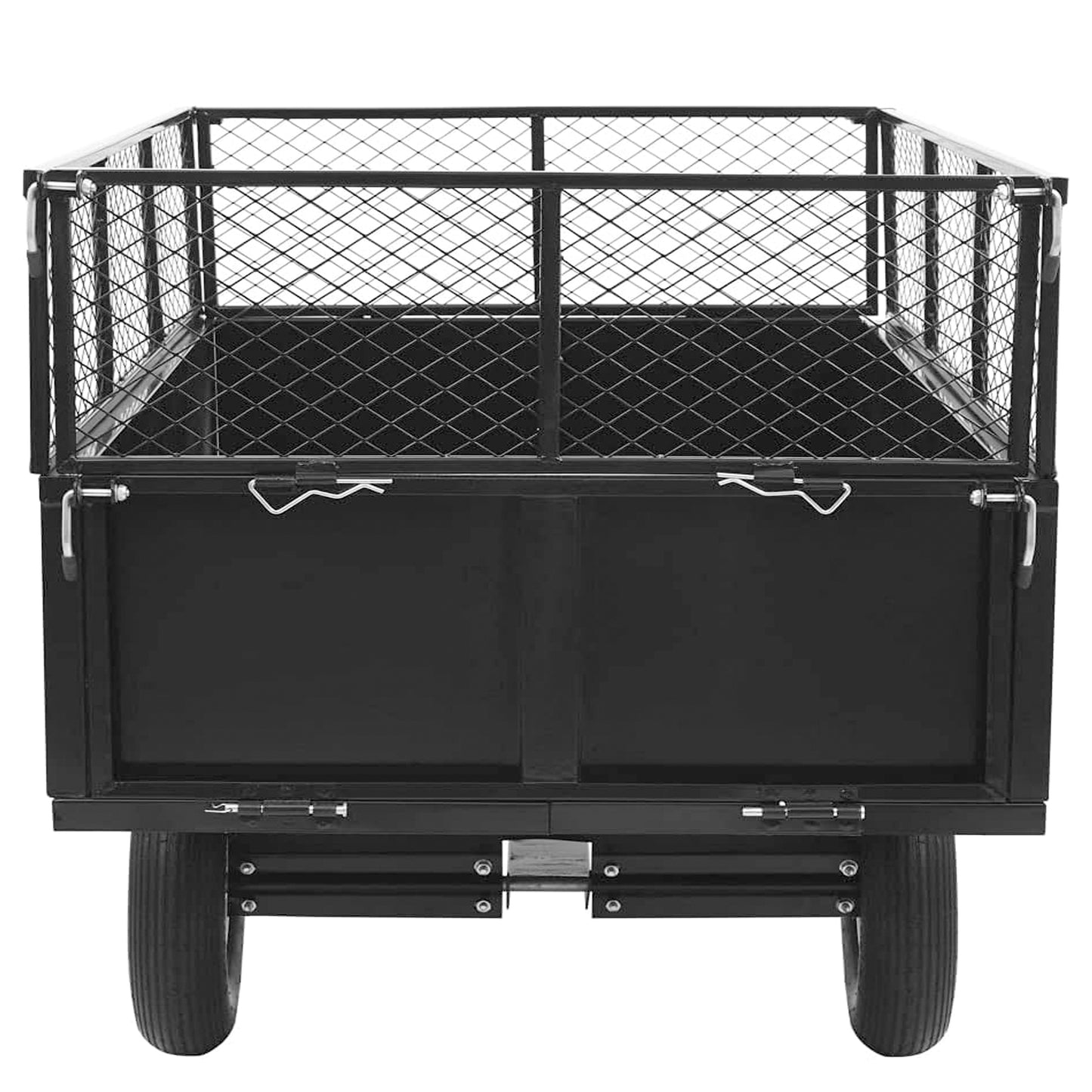 Heavy Duty Lawn Mower Trailer Steel Dump Truck, 661.4 Lbs Load, Garden Utility Trailer with Removable Sidewalls for Transporting Soil, Peat, Building Materials