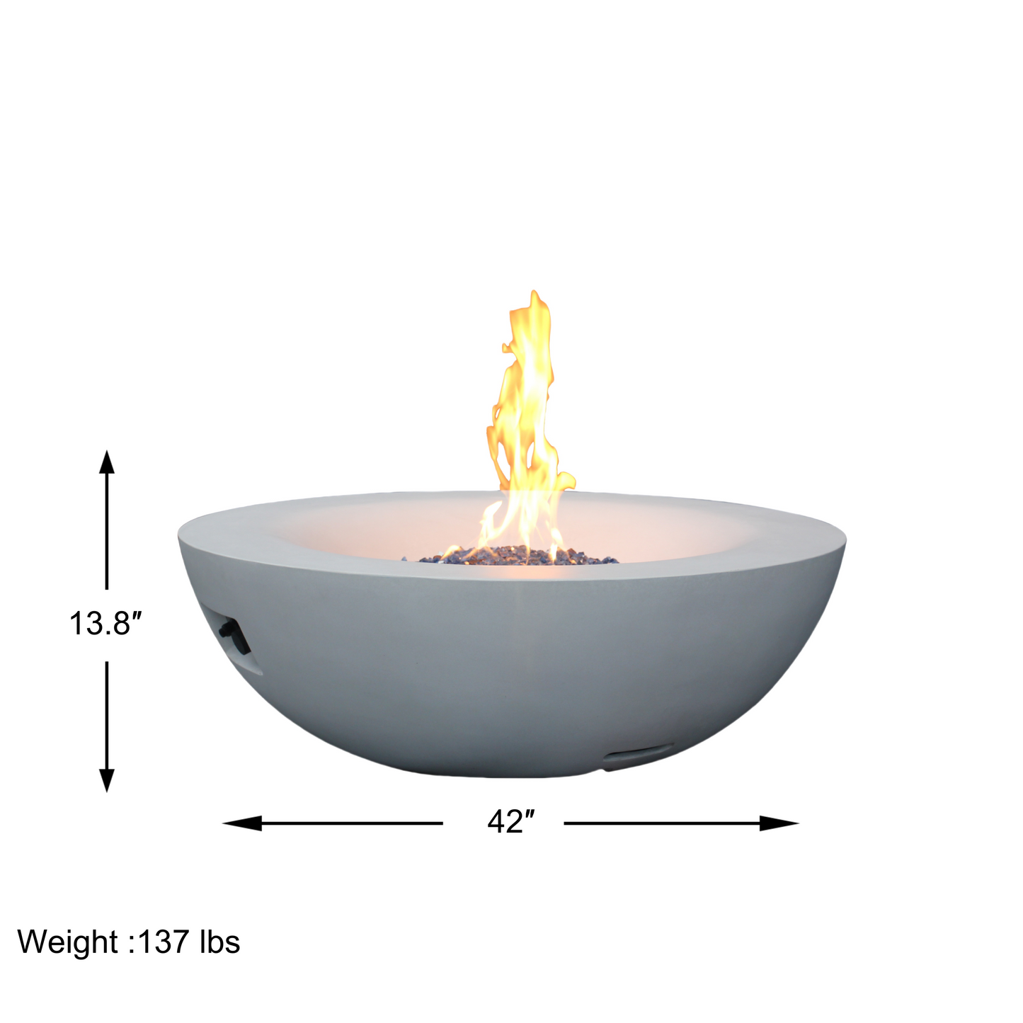 42 Inch Outdoor Concrete Propane gas Fire Pit bowl in Antique white color