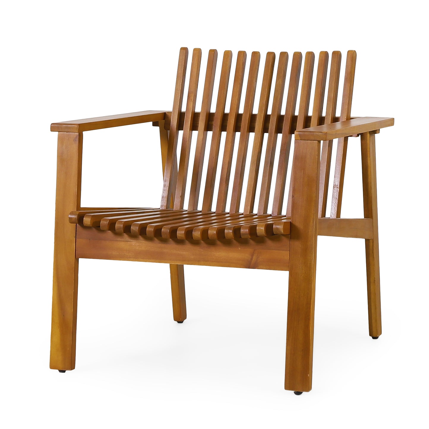 Outdoor Acacia Wood Slatted Club Chairs, Set of 2, Teak finish, Acacia Wood, 30"D x 28"W x 30.75"H