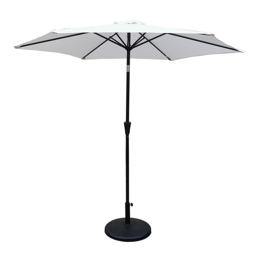 8.8 feet Outdoor Aluminum Patio Umbrella, Patio Umbrella, Market Umbrella with 42 pounds Round Resin Umbrella Base, Push Button Tilt and Crank lift, Creme