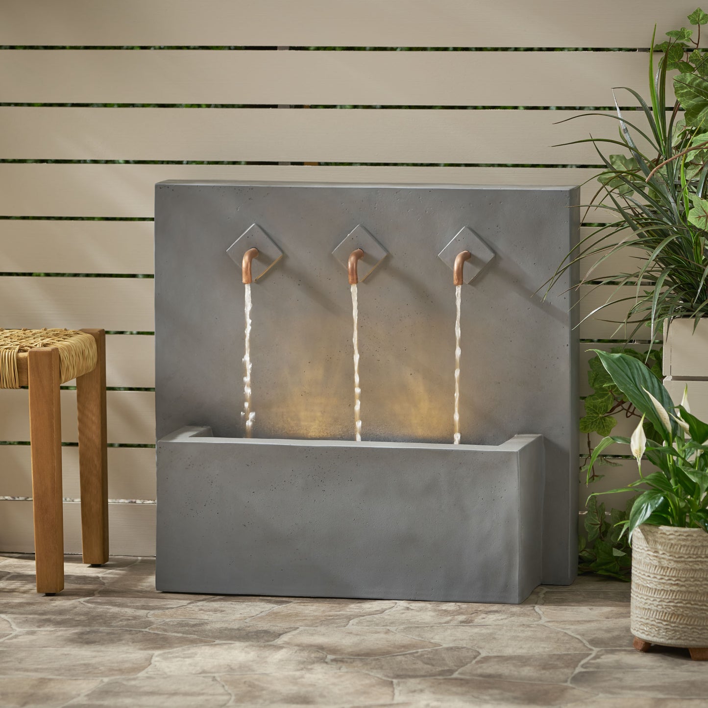 Cody Outdoor Fountain, Light Gray, No Assembly Required