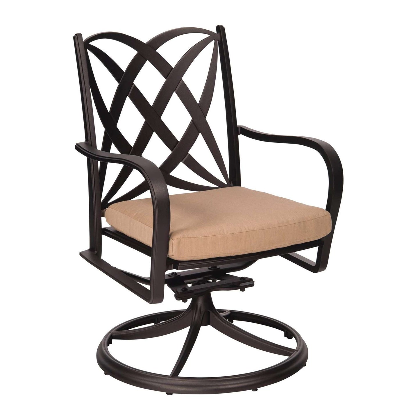 Apollo Swivel Rocking Cast Aluminum Dining Arm Chair with Cushion