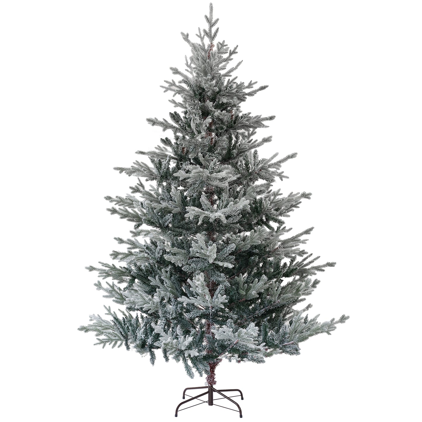 HOMCOM 7.5ft Nordic Pine Artificial Christmas Tree with 1218 Snow Flocked Tips, Foldable Metal Stand, Easy Assembly, Hinged Xmas Tree for Home Office Holiday