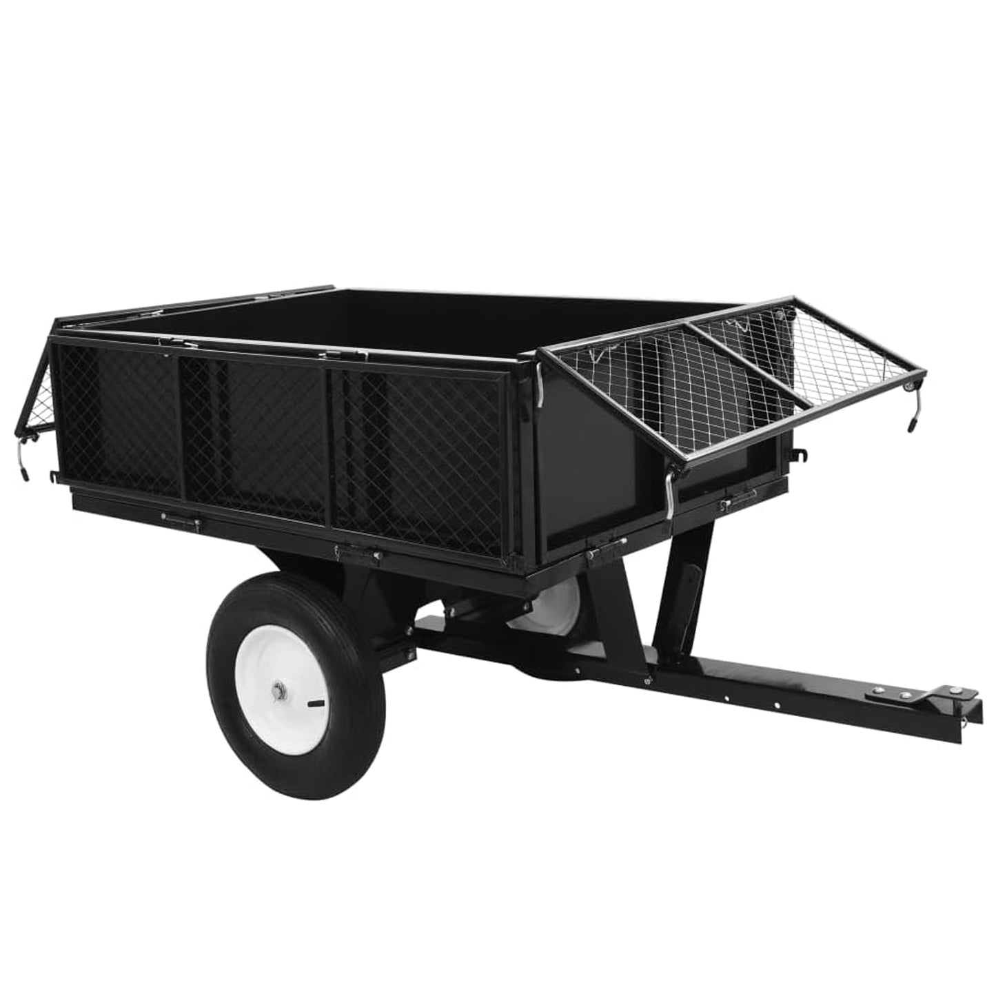 Heavy Duty Lawn Mower Trailer Steel Dump Truck, 661.4 Lbs Load, Garden Utility Trailer with Removable Sidewalls for Transporting Soil, Peat, Building Materials