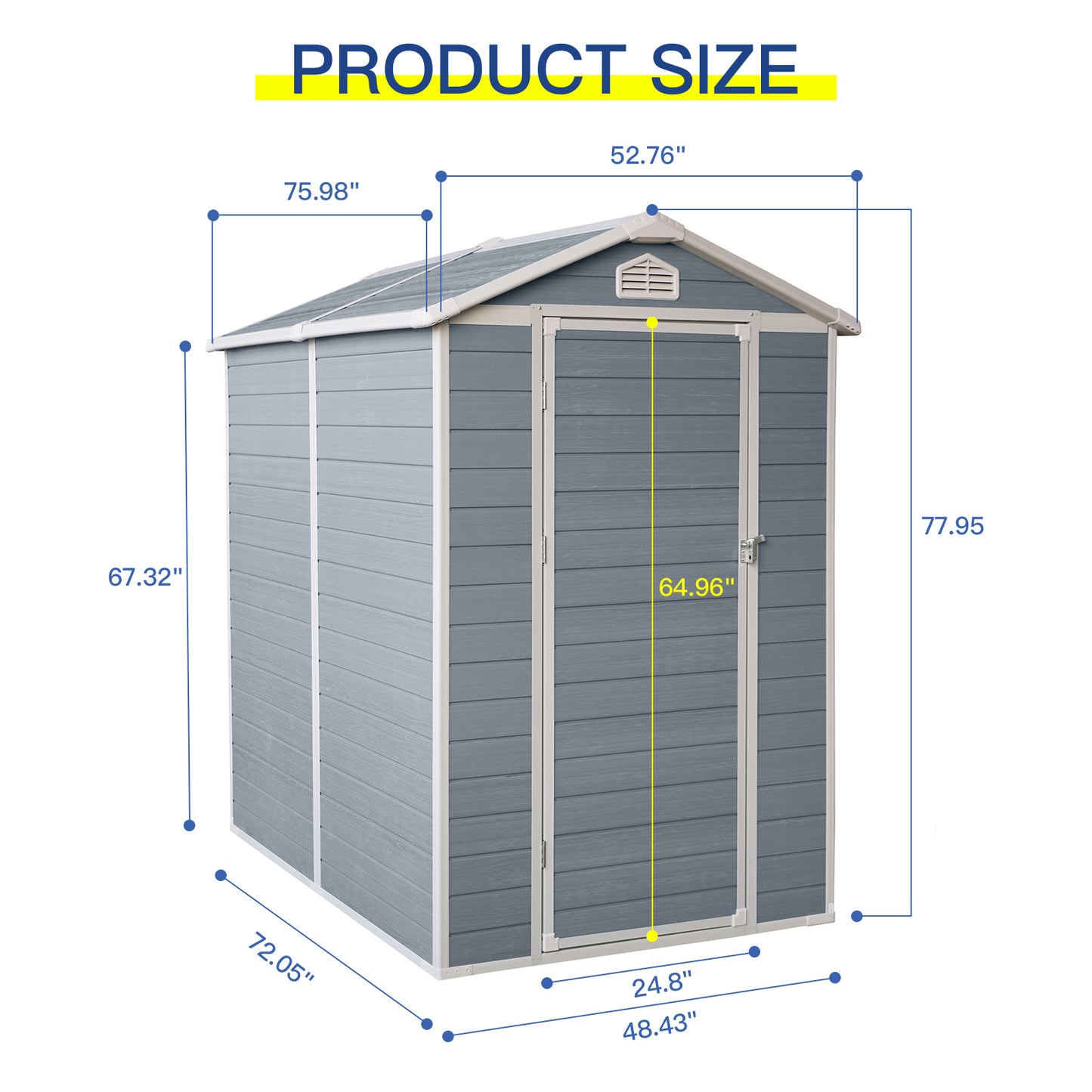 4x6ft Resin Outdoor Storage Shed with Floor and Lockable Doors for Patio,Yard,Lawn ,Grey