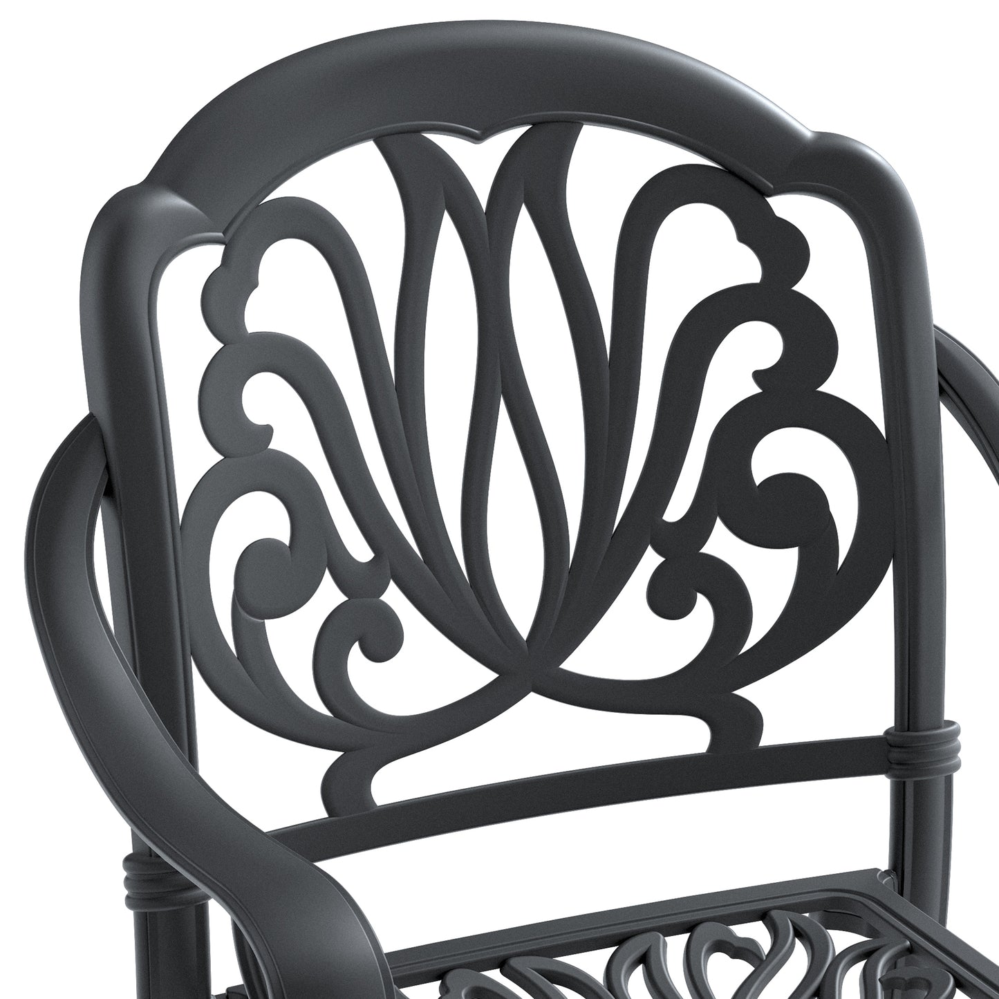 Cast Aluminum Patio Dining Chair 4PCS With Black Frame and Cushions In Random Colors