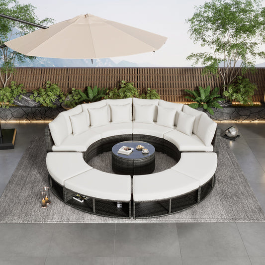 9-Piece Outdoor Patio Furniture Luxury Circular Outdoor Sofa Set