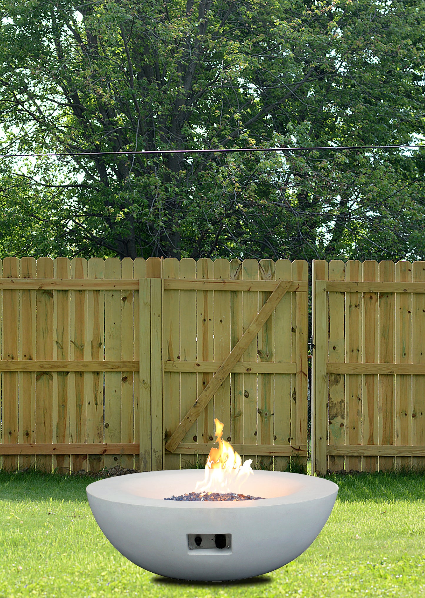 42 Inch Outdoor Concrete Propane gas Fire Pit bowl in Antique white color