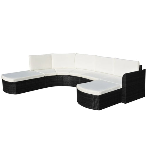 4 Piece Garden Lounge Set with Cushions Poly Rattan Brown