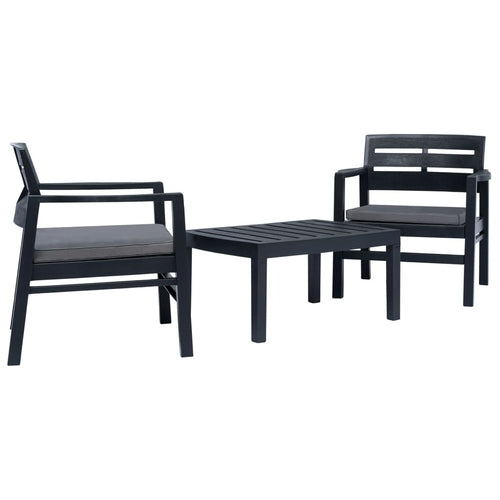 3 Piece Garden Lounge Set Plastic White