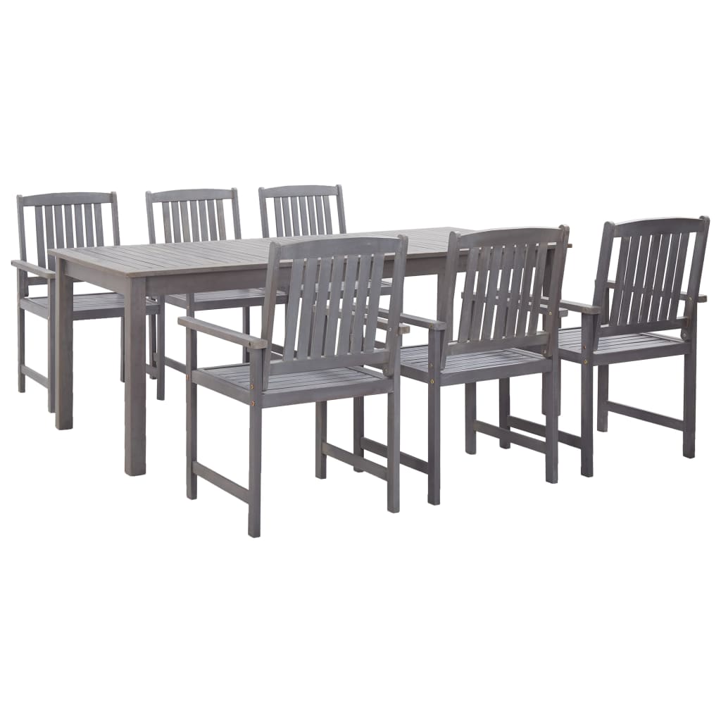 5 Piece Outdoor Dining Set Gray Solid Acacia Wood