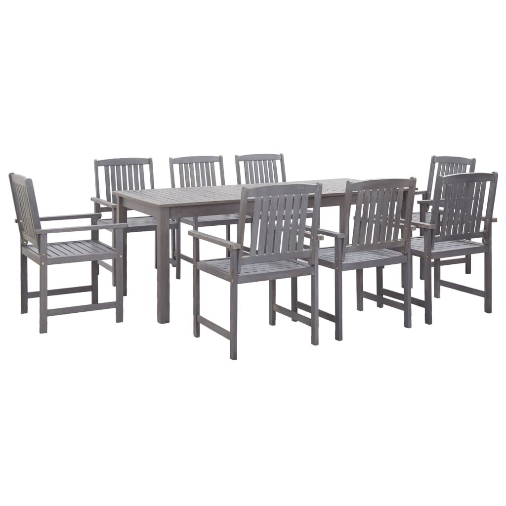 5 Piece Outdoor Dining Set Gray Solid Acacia Wood