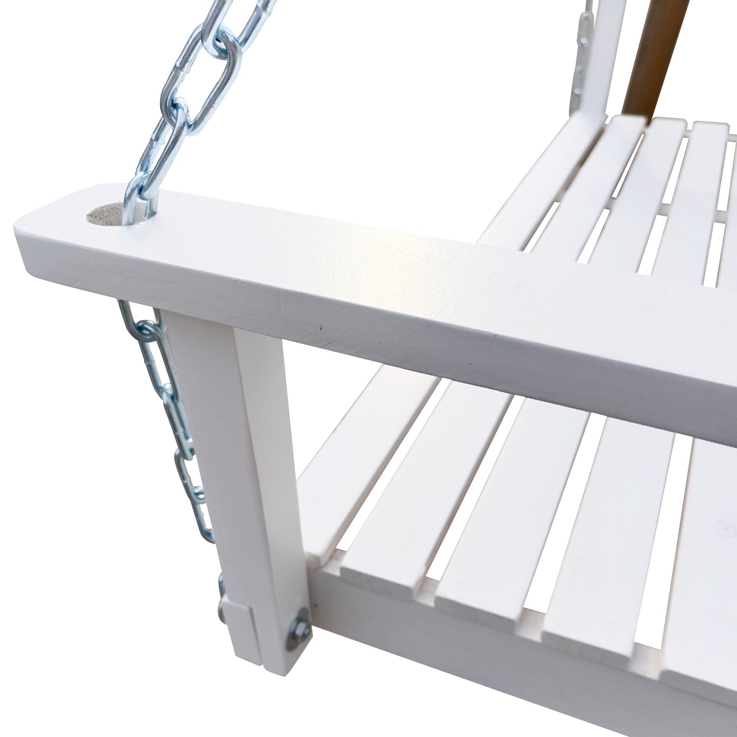 Front Porch Swing with Armrests, Wood Bench Swing with Hanging Chains,for Outdoor Patio ,Garden Yard, porch, backyard,  or sunroom,Easy to Assemble,white