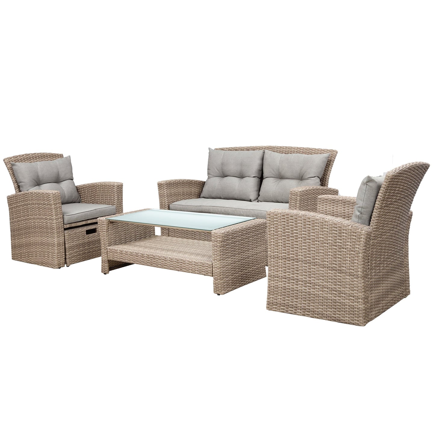 Patio Furniture Set, 4 Piece Outdoor Conversation Set All Weather