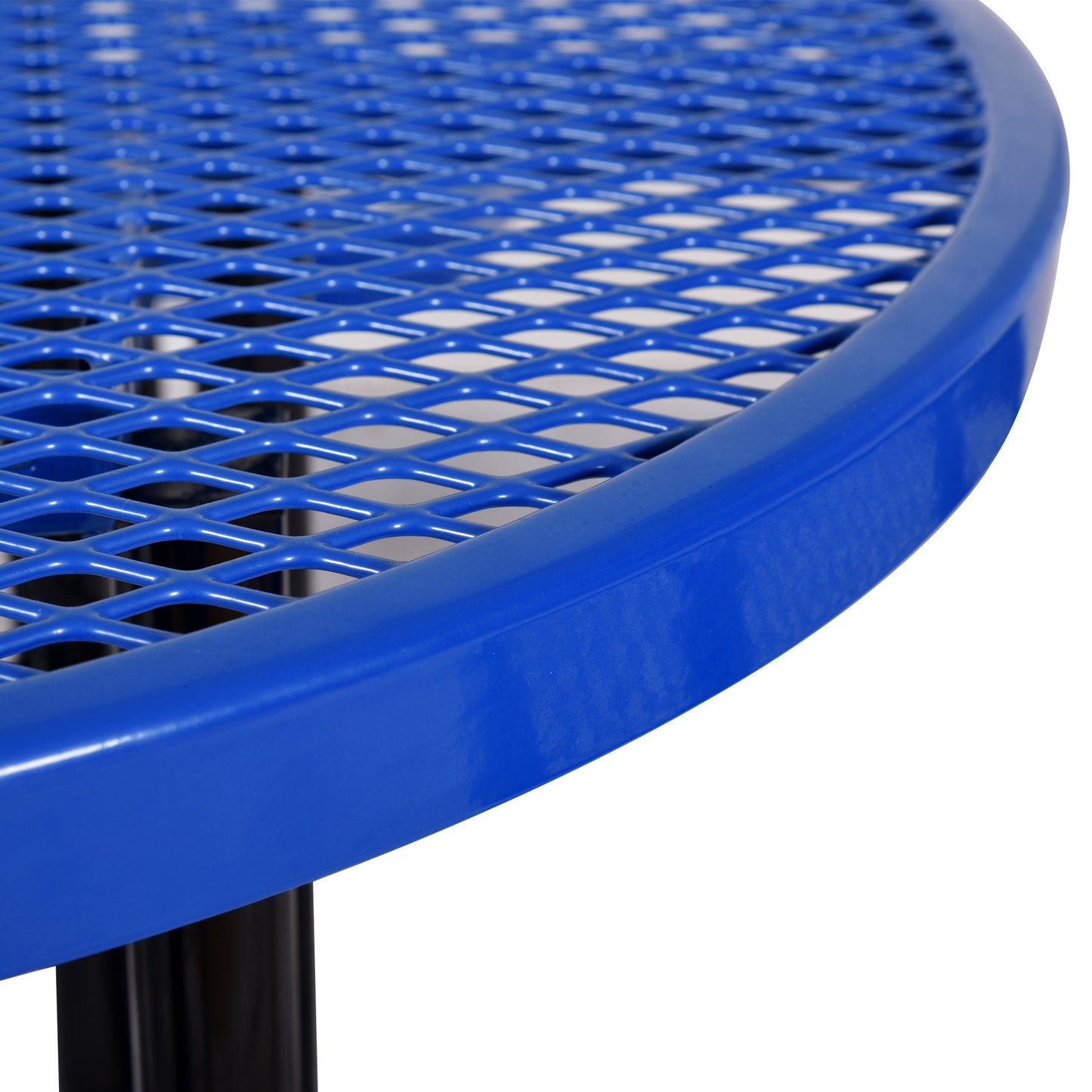 Round Outdoor Steel Picnic Table 46" blue ,with umbrella pole