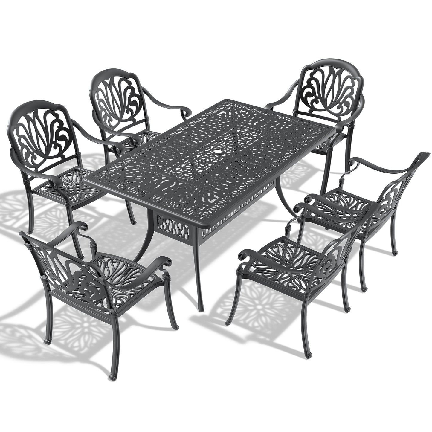 (Cushions In  Random Colors)7-Piece Set Of Cast Aluminum Patio Furniture With  Cushions