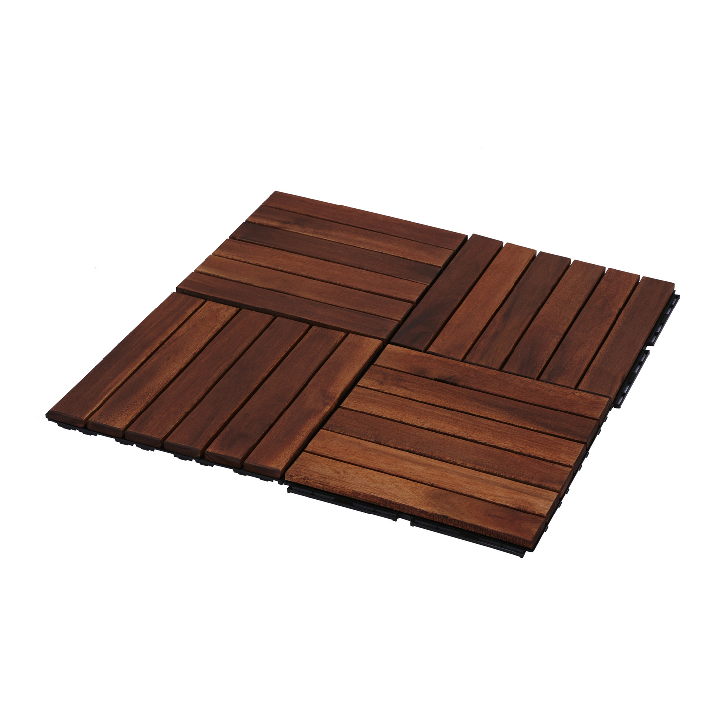 10 PCS Interlocking Deck Tiles Striped Pattern, 12" x 12" Square Acacia Hardwood Outdoor Flooring for Patio, Bancony, Pool Side,...