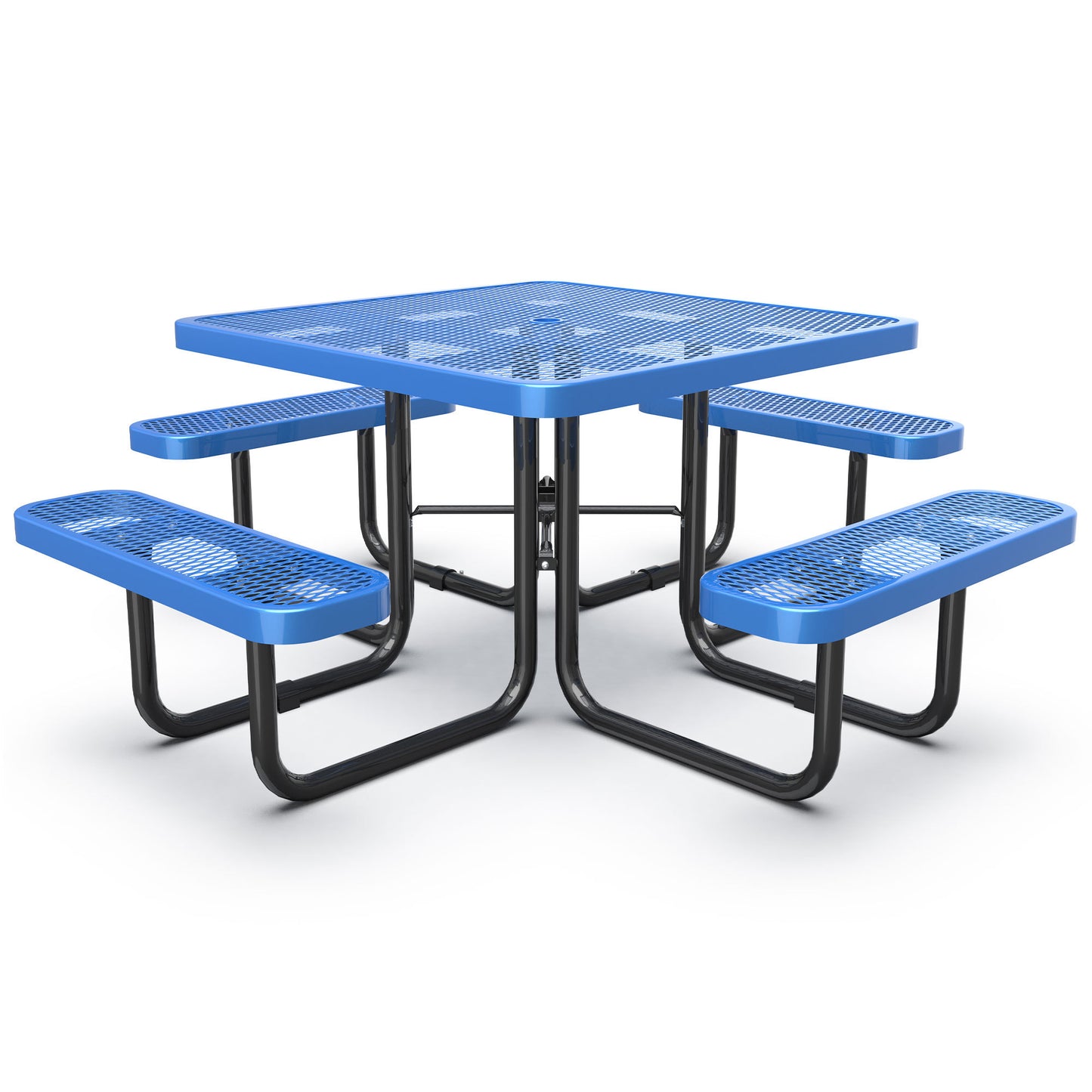 Square Outdoor Steel Picnic Table 46" blue ,with umbrella pole,Blue