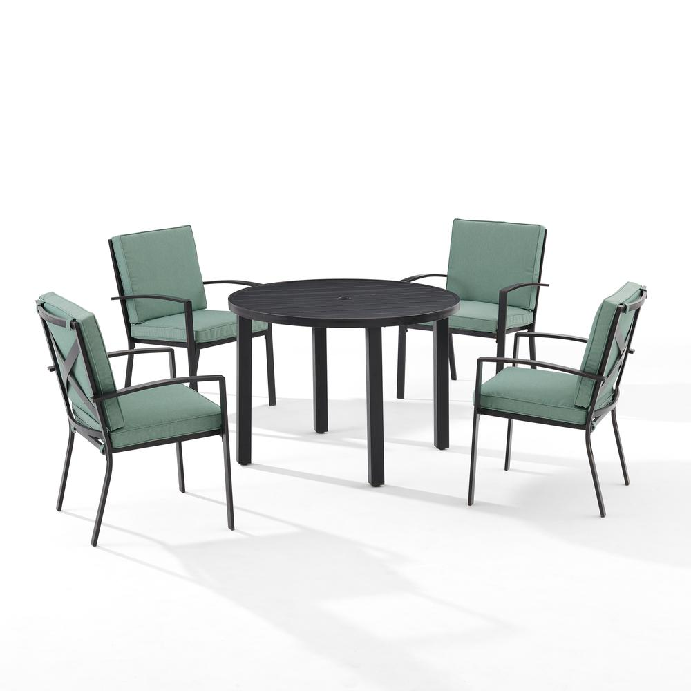 Kaplan 5Pc Outdoor Metal Round Dining Set Mist/Oil Rubbed Bronze - Table & 4 Chairs