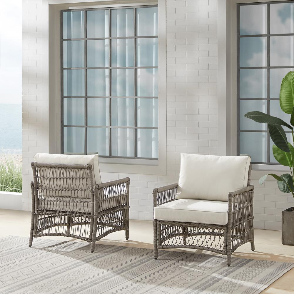 Thatcher 2Pc Outdoor Wicker Armchair Set Creme/Driftwood - 2 Armchairs