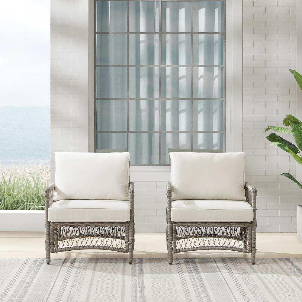 Thatcher 2Pc Outdoor Wicker Armchair Set Creme/Driftwood - 2 Armchairs