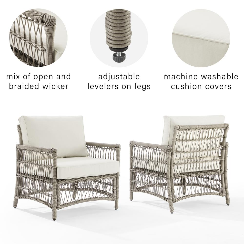 Thatcher 2Pc Outdoor Wicker Armchair Set Creme/Driftwood - 2 Armchairs