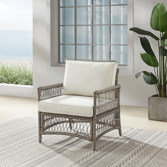 Thatcher Outdoor Wicker Armchair Creme/Driftwood