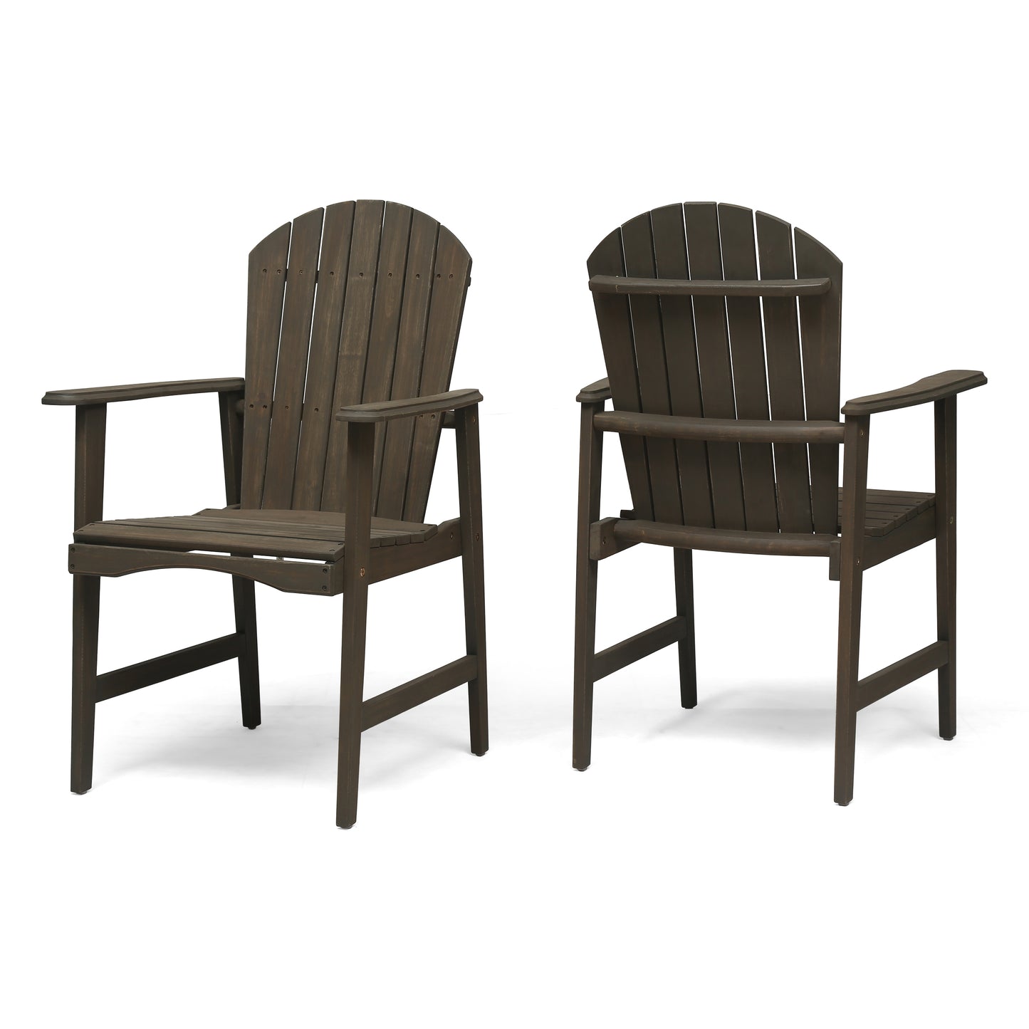 Outdoor Weather Resistant Acacia Wood Adirondack Dining Chairs (Set of 2), Grey Finish