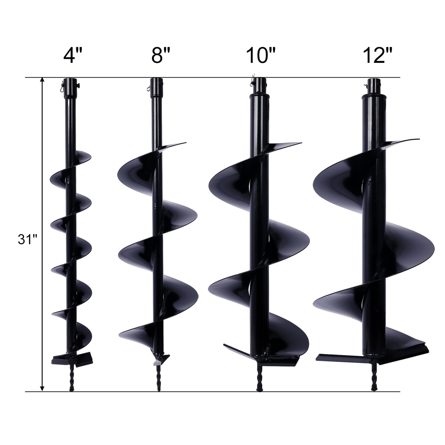 Auger Drill Bit for Planting Hole, Bulb Bedding Digging Post Hole Planting Tool for 3/4" Shaft Auger,Hole Digger Replacement Auger Bits Earth Auger Digging Bit 4IN+8IN+10IN+12IN