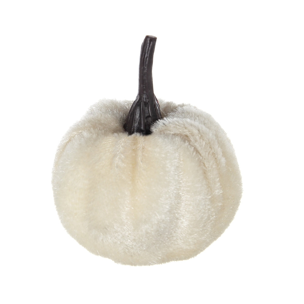 Set of 4, 2" Velvety Pumpkin In Mesh Bag, Bag/12, White, for Holiday Harvest Festival Fall Festival & Thanksgiving