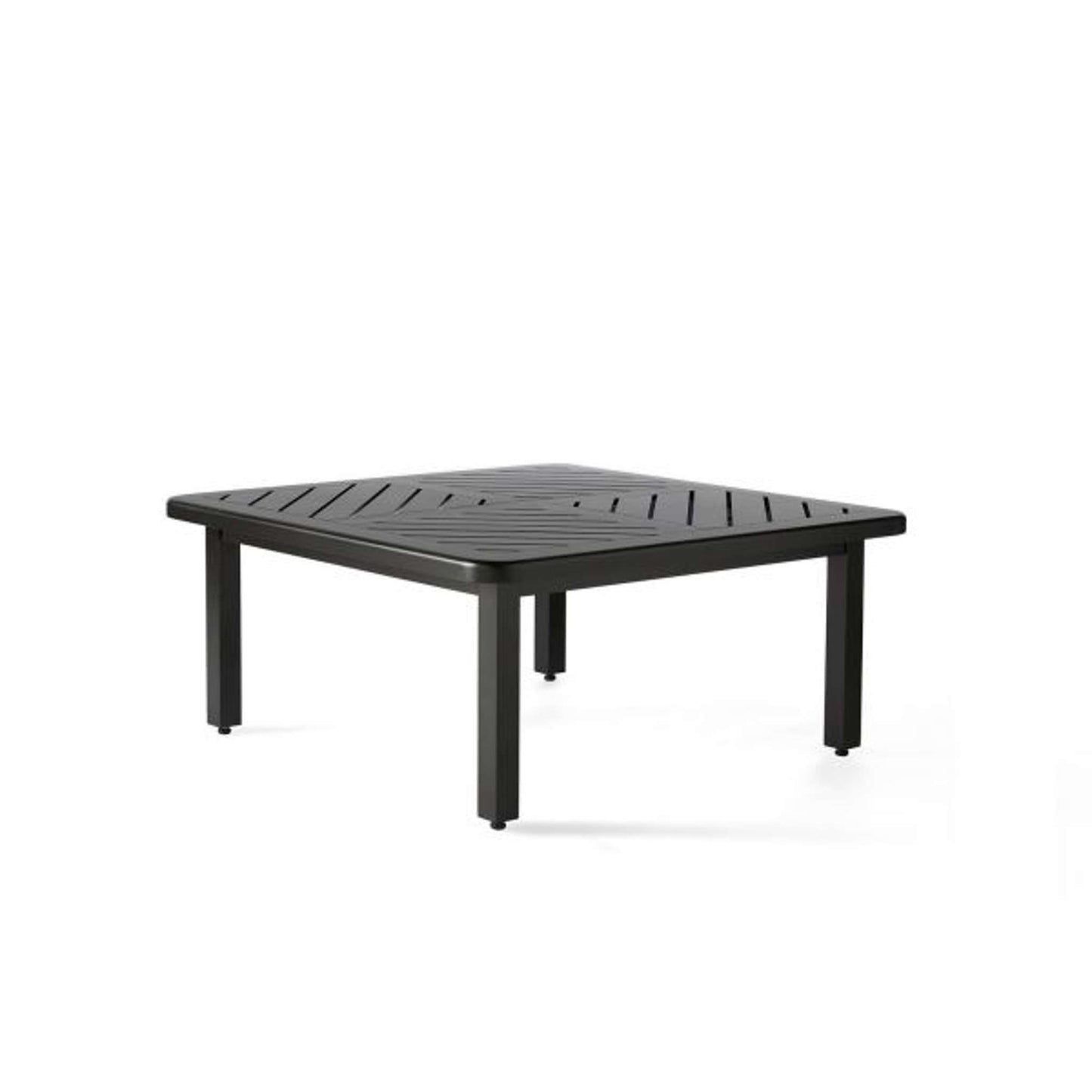 Trinidad 42 Inch Aluminum Square Coffee  Table with F-Slat Top