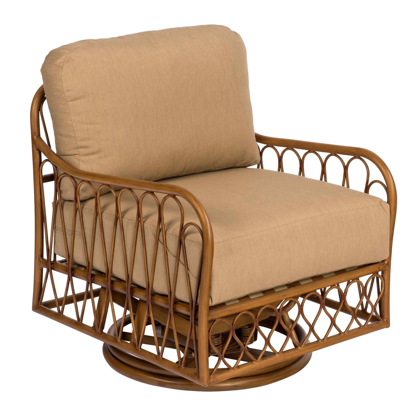 Cane Swivel Rocking Lounge Chair with Cushion