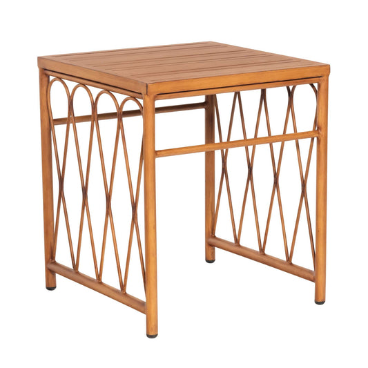 Cane Side Table with Slatted Top