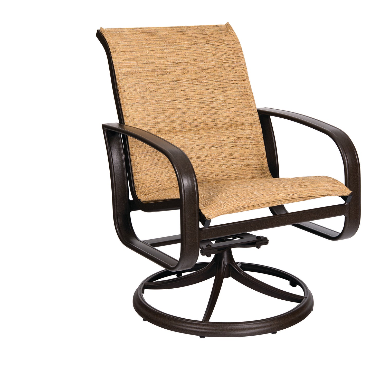 Cayman Isle Sling Padded Sling Swivel Rocking Dining Arm Chair