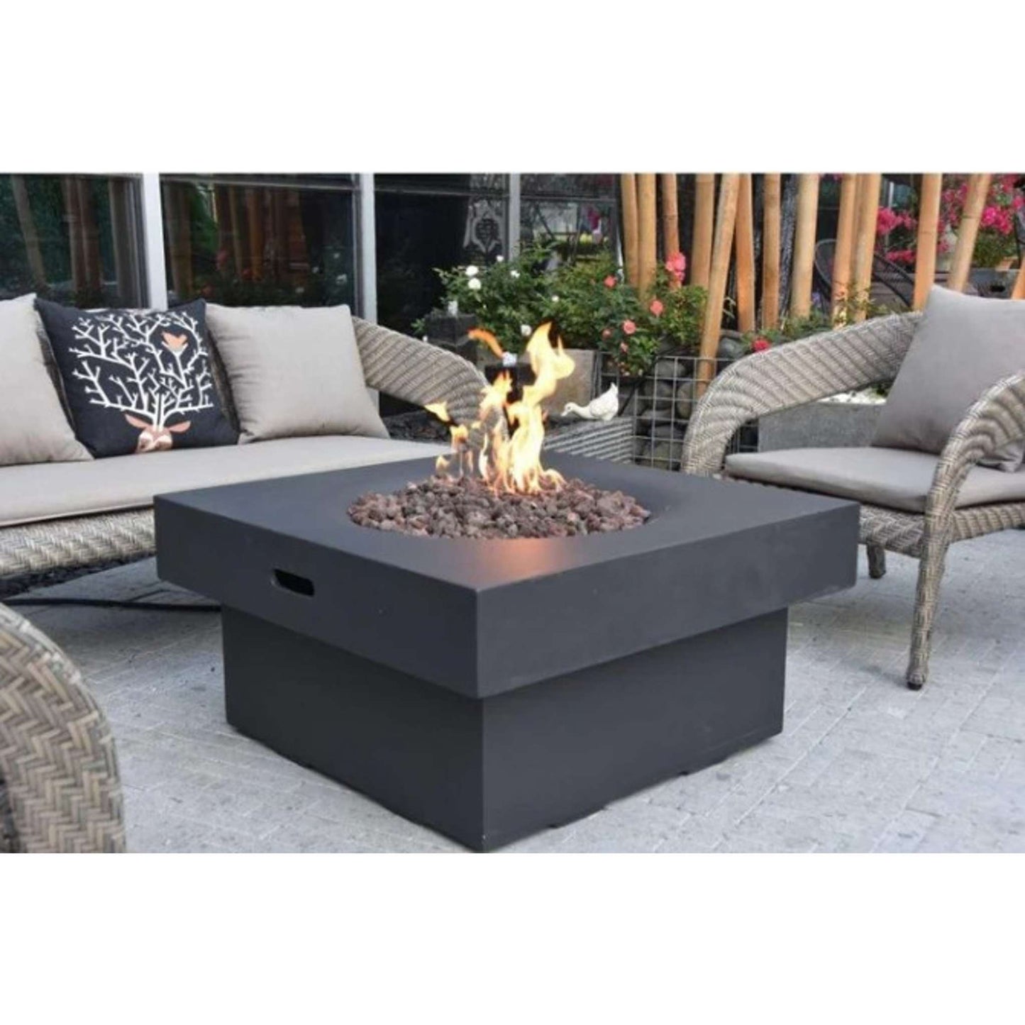 Branford 34X17 Square Concrete Gas Fire Pit Table