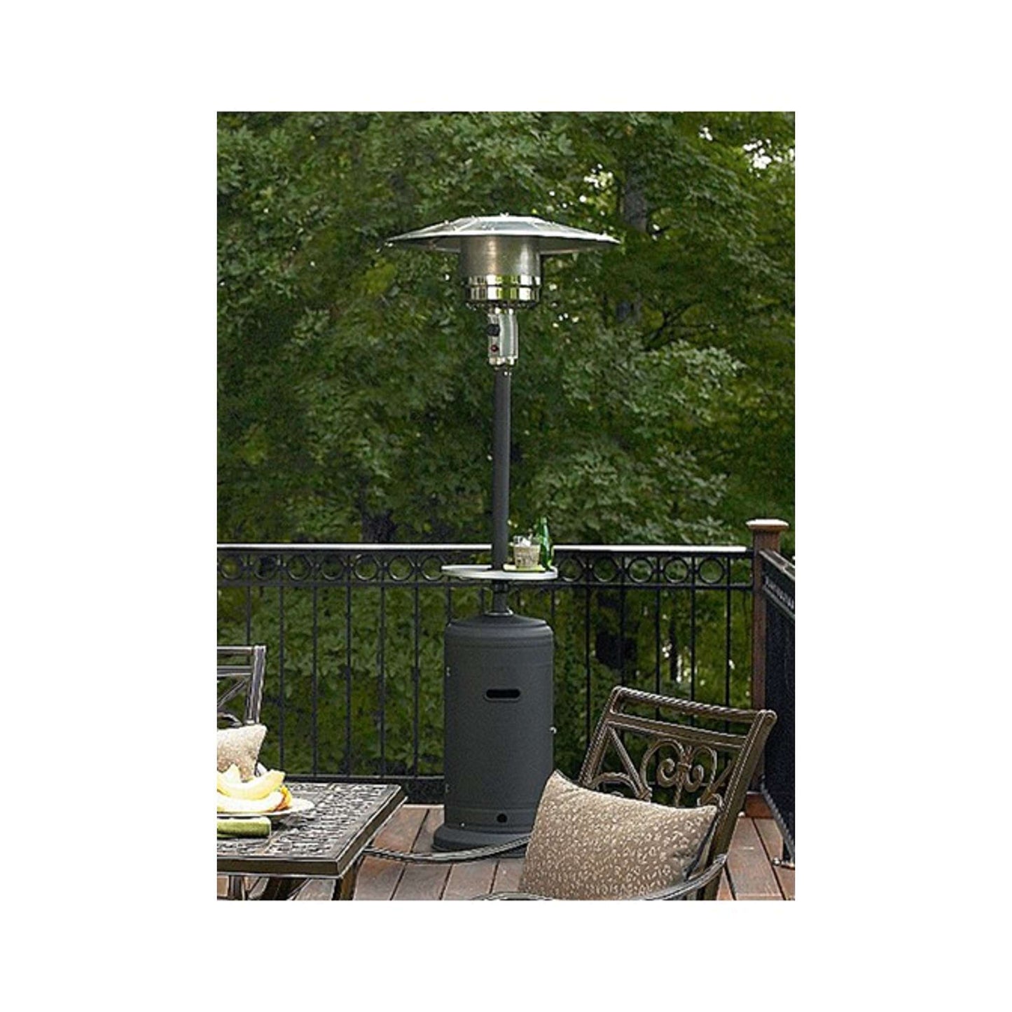 87 Inch Propane Patio Heater with Table and Customizable Exterior  Finish