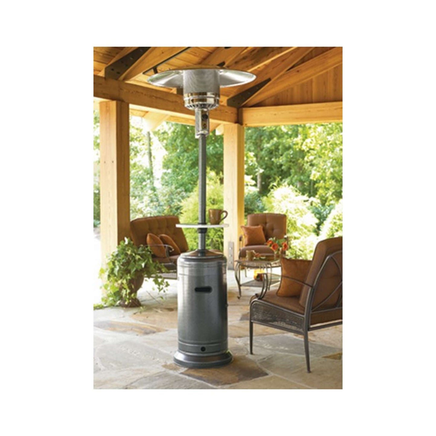 87 Inch Propane Patio Heater with Table and Customizable Exterior  Finish