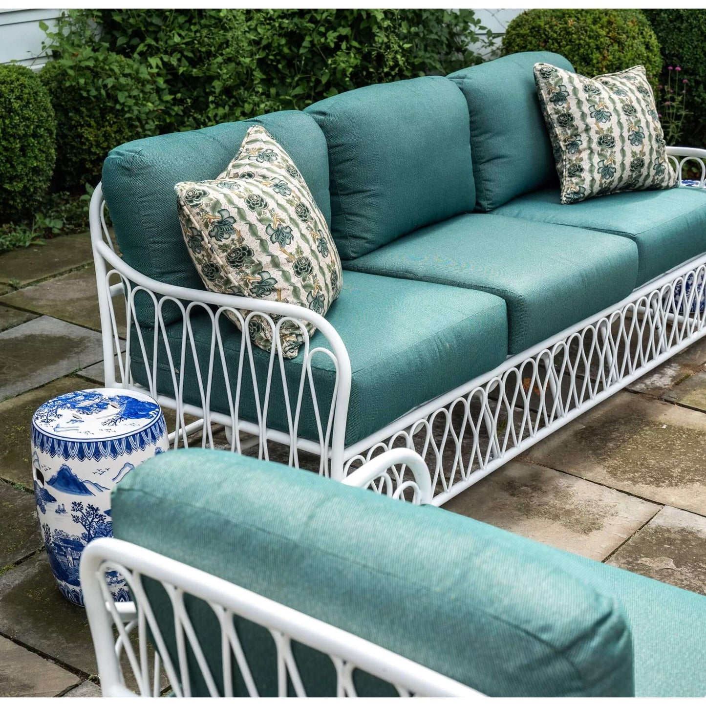 Cane Love Seat with Cushion