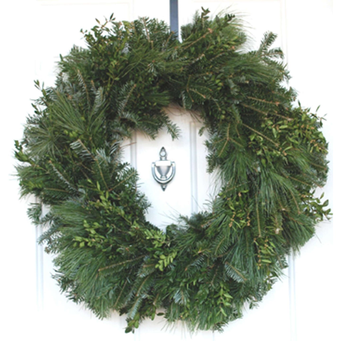 Live Hand-made 24 Inch Front Facing Wreath with Customizable Bow and Wreath.