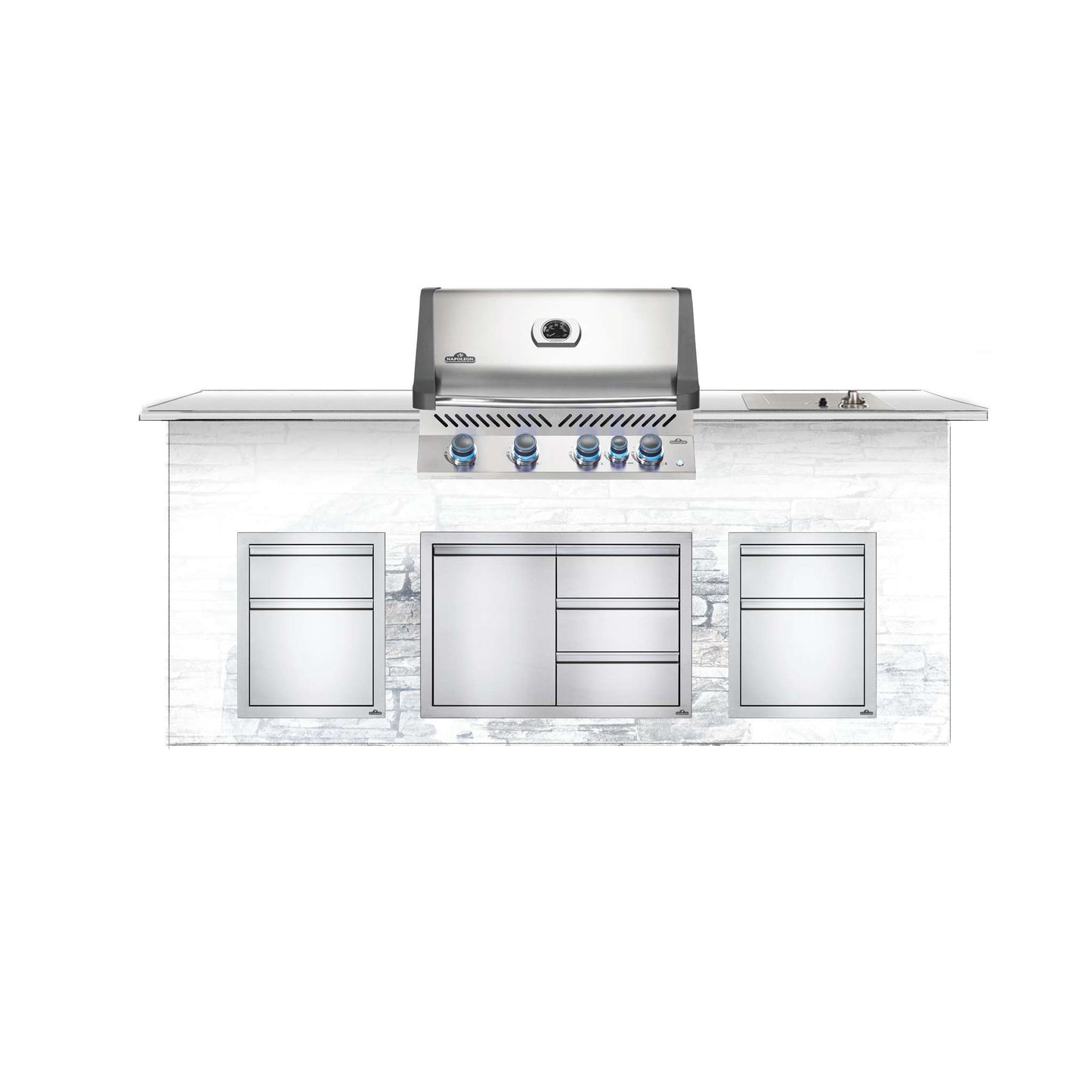 BI Prestige 500 RSIB Built-in Gas Grill Head with Infrared Rear Burner in Stainless Steel