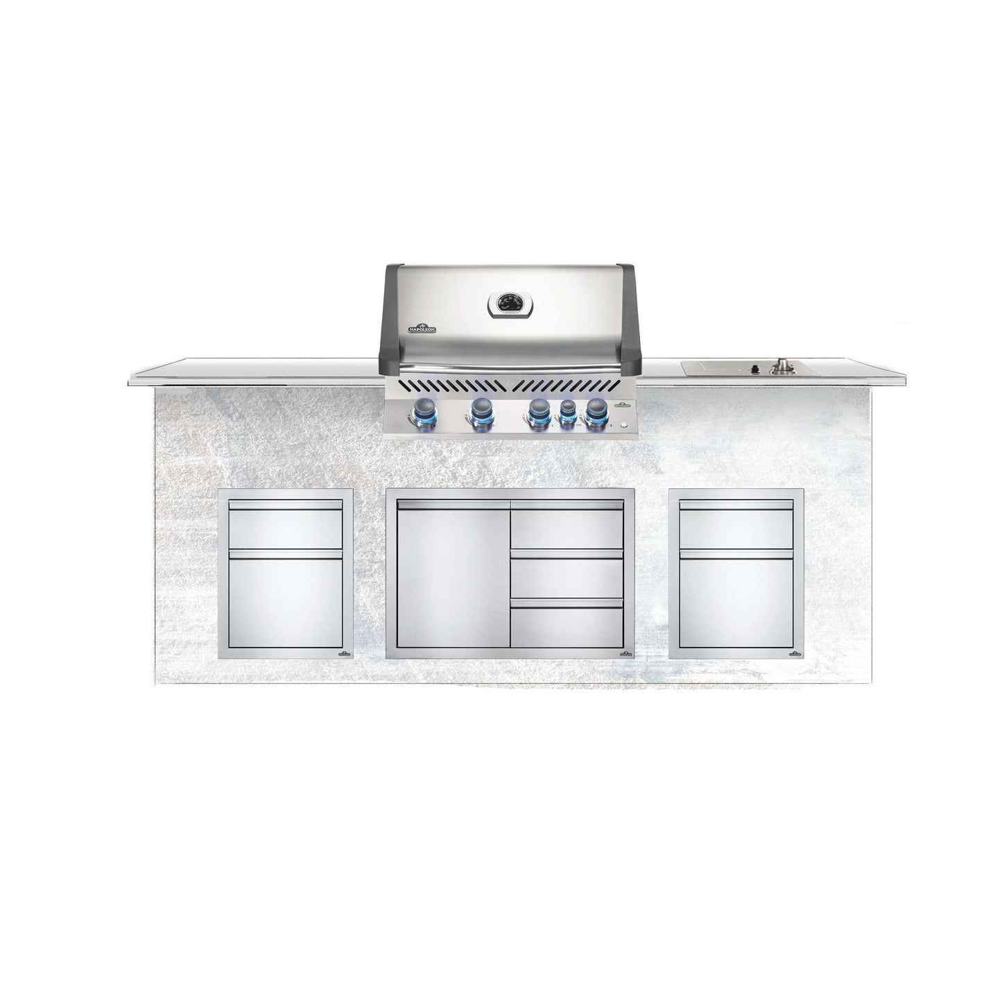 BI Prestige 500 RSIB Built-in Gas Grill Head with Infrared Rear Burner in Stainless Steel