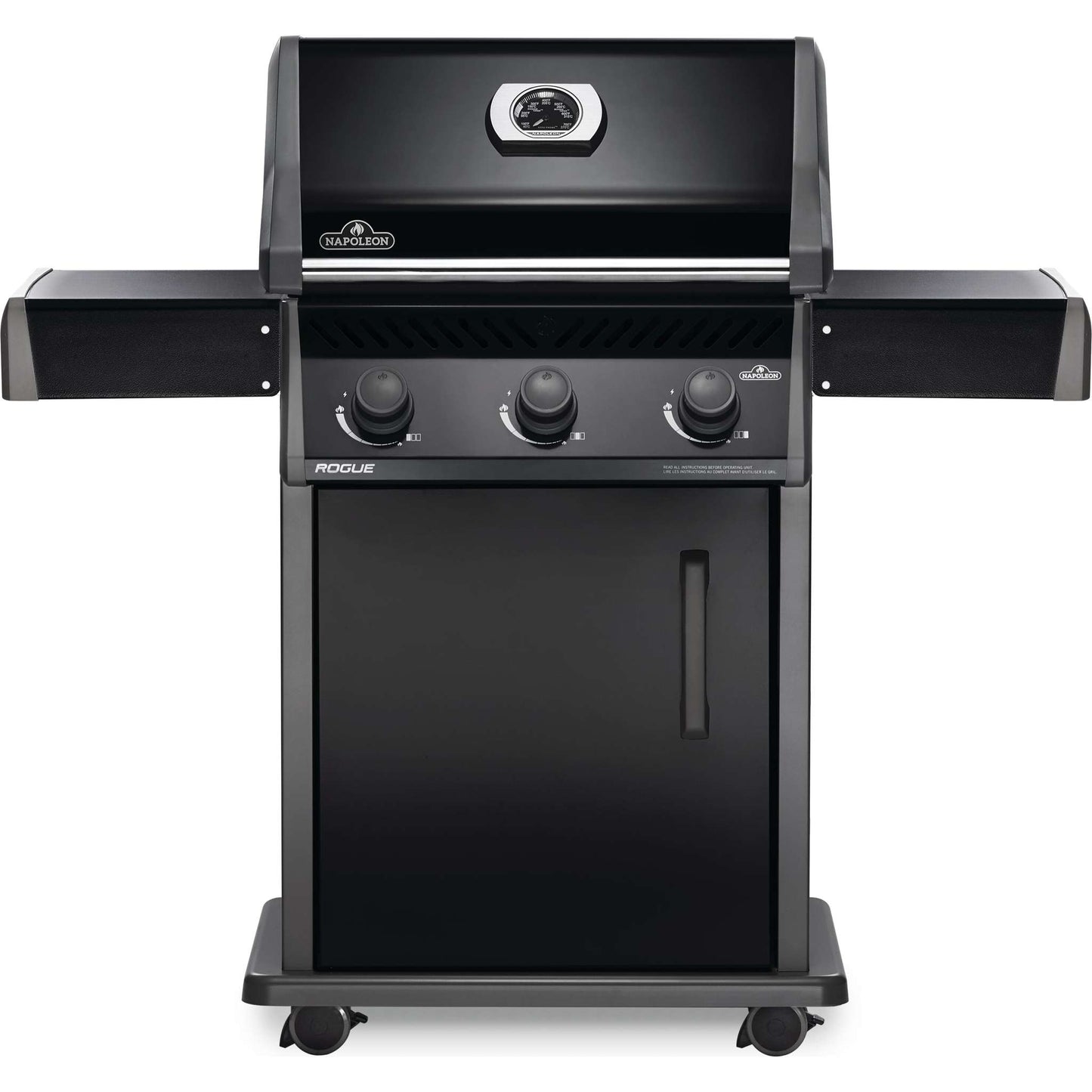 Rogue 425 Gas Grill, Black with cast iron grates