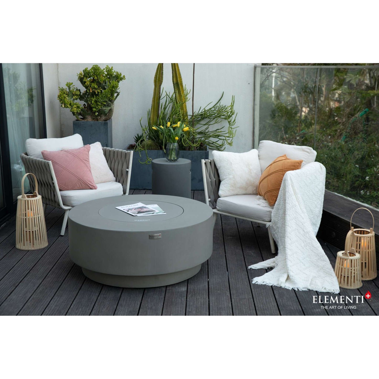 Elementi Plus Colosseo Round Concrete Fire Pit Table