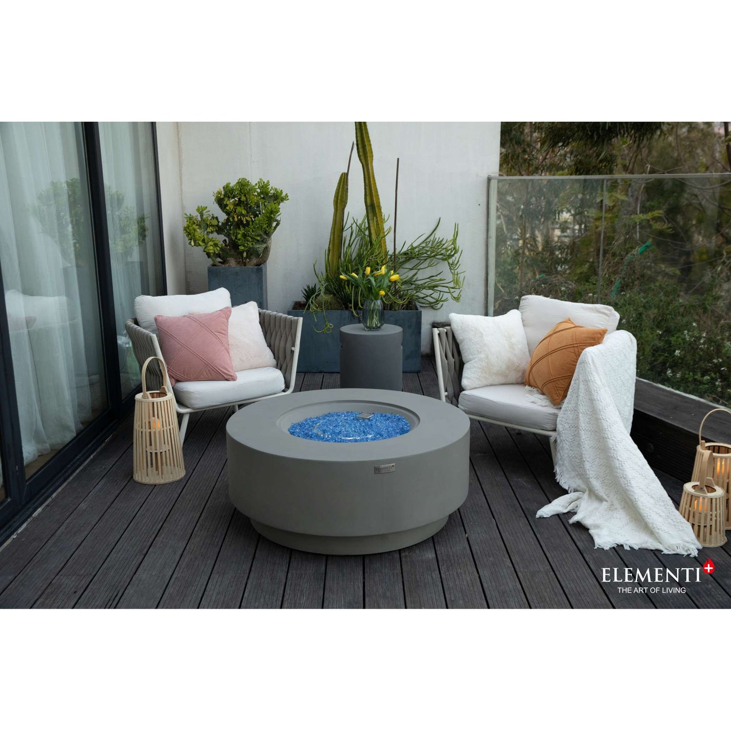 Elementi Plus Colosseo Round Concrete Fire Pit Table