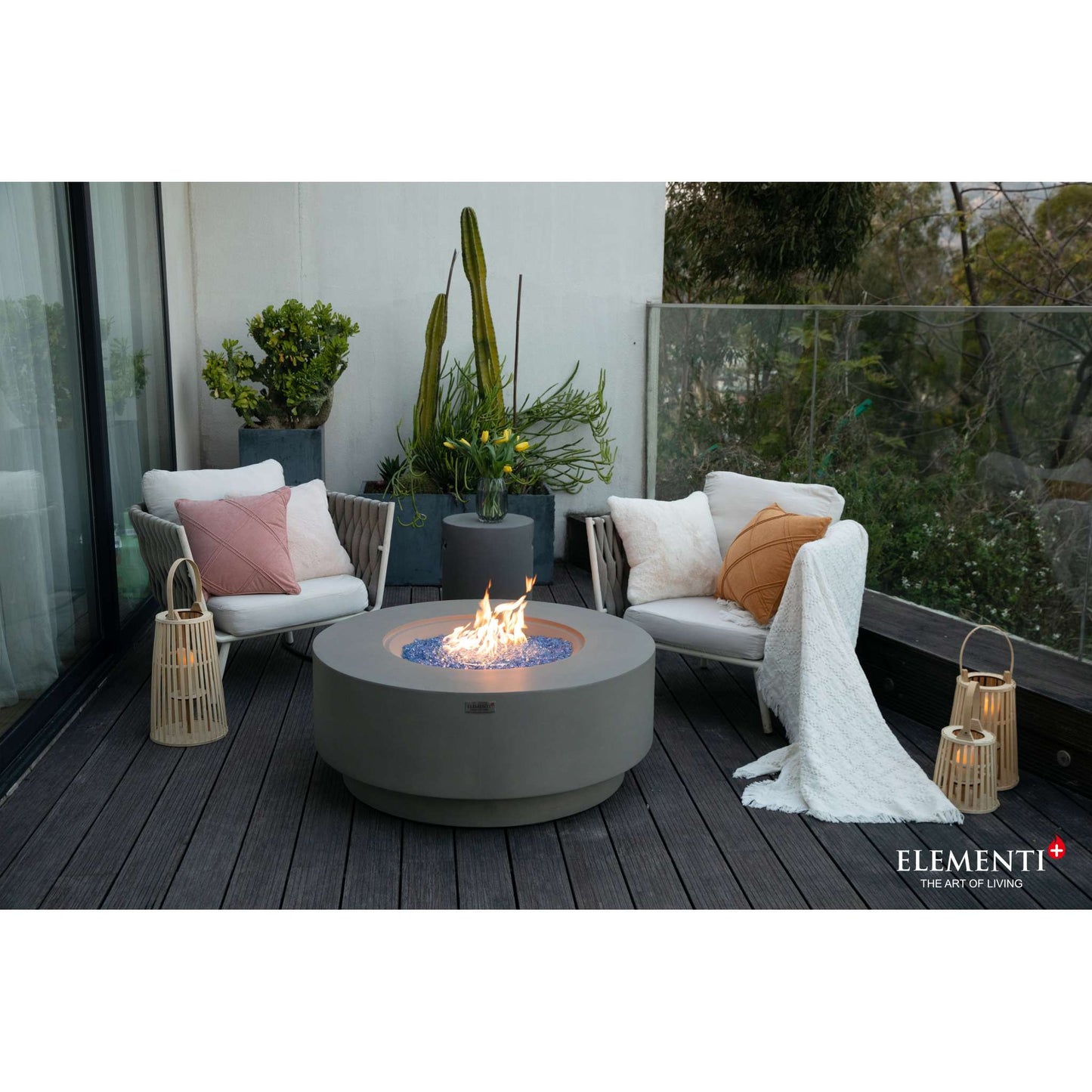 Elementi Plus Colosseo Round Concrete Fire Pit Table